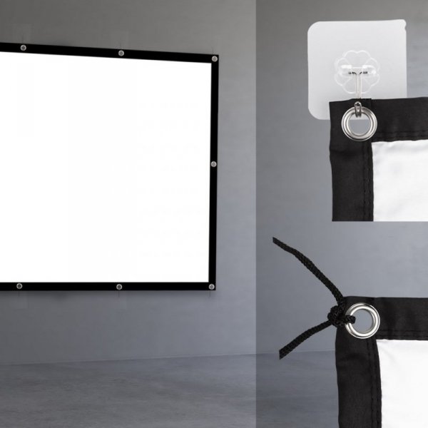 MACLEAN EKRAN PROJEKCYJNY 150&quot;, 330X187CM, OBRAMOWANIE 25MM 16:9, HACZYKI DO NACIĄGU MC-167
