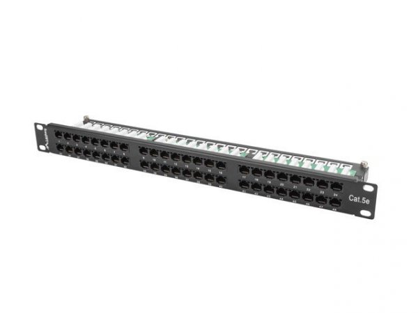 Patch panel Lanberg PPU5-1048-B (1U; 19&quot;; kat. 5e; 48xRJ-45)
