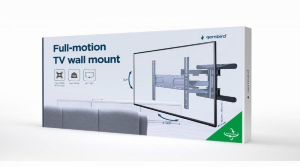 GEMBIRD REGULOWANY UCHWYT ŚCIENNY LCD 40&quot;-80&quot; VESA MAX 600 X 400MM, DO 50KG