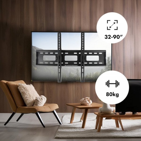 MACLEAN UCHWYT DO TV MAX VESA 600X400, 32-90&quot;, 80KG, REG. ODCHYLENIA +15°~-15° MC-421