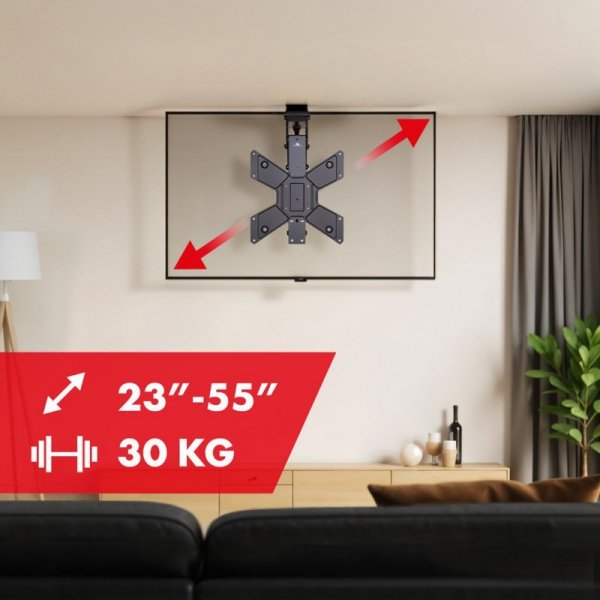 MACLEAN UCHWYT DO TV ELEKTRYCZNY SUFITOWY, OBSŁUGA TUYA, MAX VESA 600X400, PILOT, 23&quot;-55&quot;, 30KG, MC-492