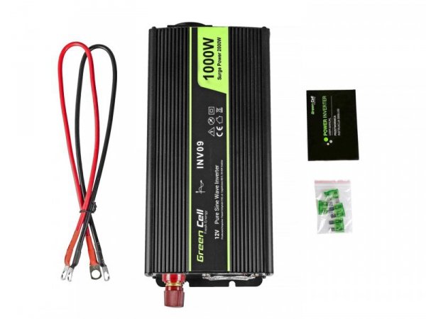 GREEN CELL PRZETWORNICA INV09 12V-230V 1000W/2000W CZYSTA SINUSOIDA
