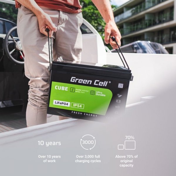GREEN CELL AKUMULATOR LIFEPO4 CUBE 50AH 12V/12.8V 640WH LFPGC12V50AH