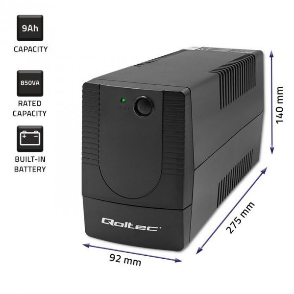 QOLTEC ZASILACZ AWARYJNY UPS LINE INTERACTIVE | MONOLITH | 850VA | 480W