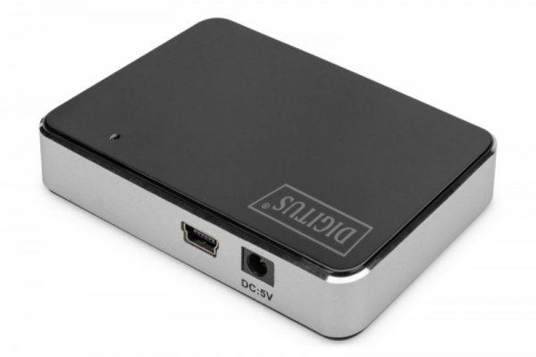 Digitus HUB/Koncentrator 4-portowy USB 2.0 HighSpeed, aktywny, czarno-srebrny