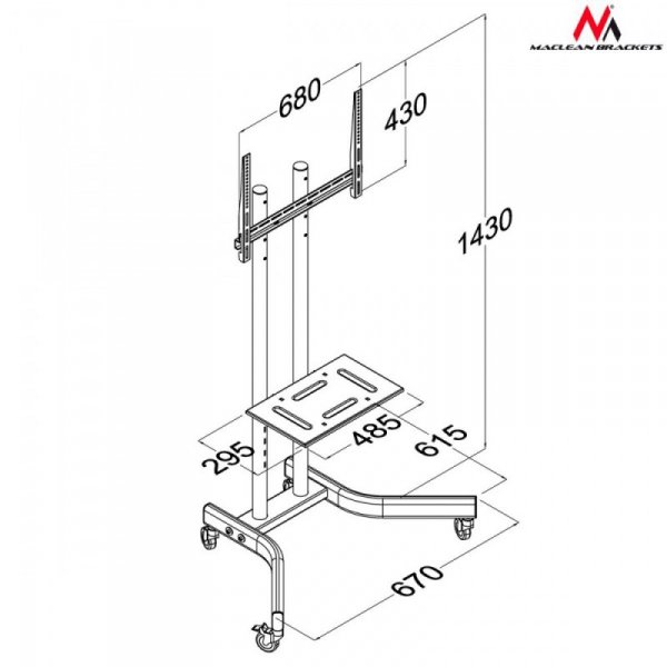 Maclean Profesjonalny stand wózek do telewizora na kółkach MC-739 max 40kg max 32-65&#039;&#039;