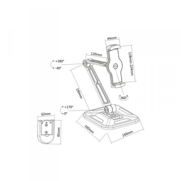 Techly Ramię biurkowe/ścienne do Tabletu i iPad 4,7-12cali regulowane  czarne