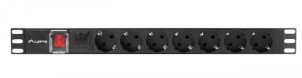 Lanberg Listwa zasilająca Rack PDU 19&quot;  1U 10A 7X SCHUKO 2m czarny C14