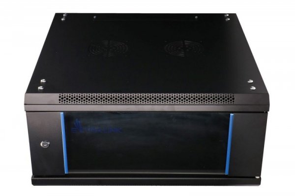 Extralink Szafka wisząca rack 4U 600x600 czarna szklane drzwi
