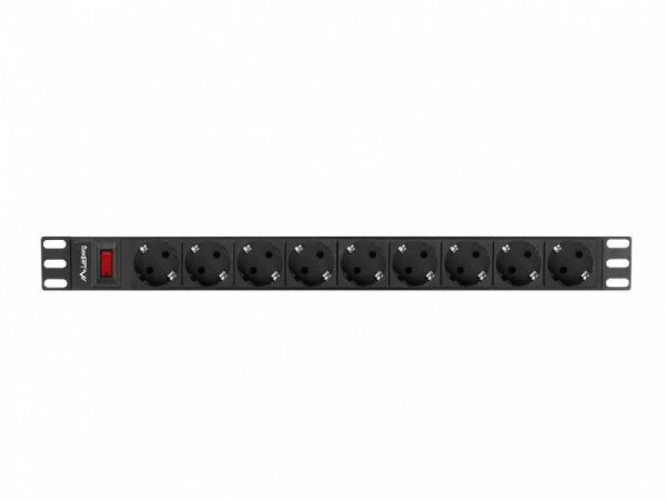 Lanberg Listwa zasilająca Rack PDU 19 cali 1U 16A 9xSchuko 3m Czarna