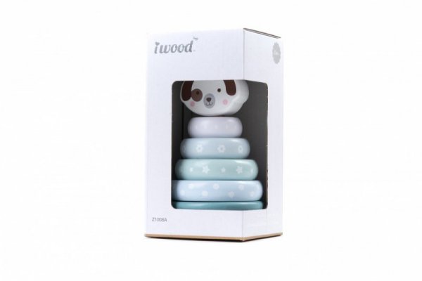 iWood Piesek nakładanka Sorter drewniany Pastelowy