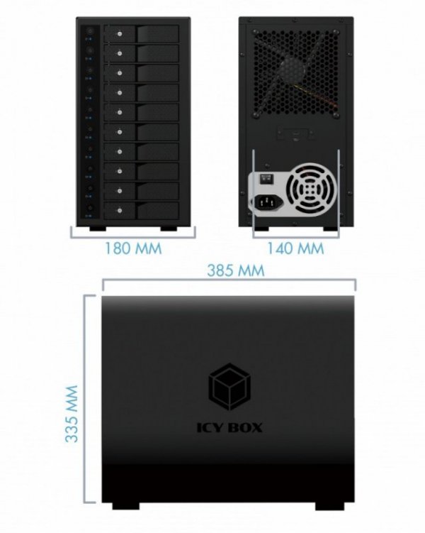 IcyBox Obudowa IB-3810-C31 10x HDD Single System dla 3,5&quot; HDD SATA I/II/III