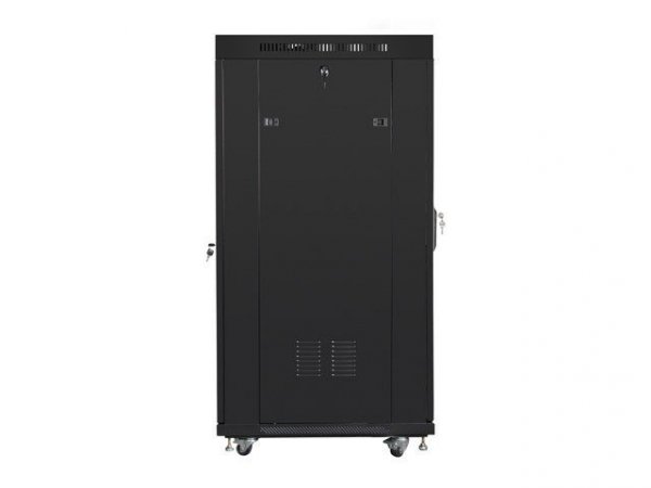 Lanberg Szafa instalacyjna rack stojąca 19 27U 600x800 czarna, drzwi perforowane LCD (Flat Pack)