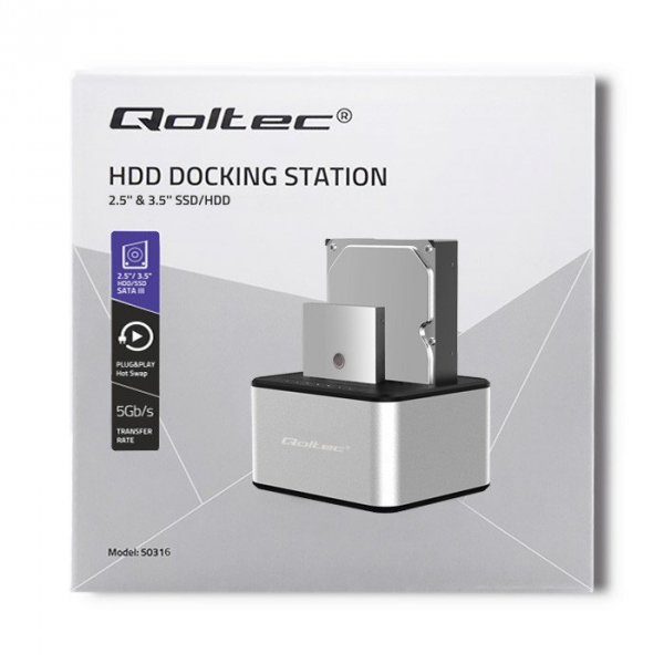 Qoltec Stacja dokująca dysków 2xHDD/SSD | 2.5&quot;/3.5&quot; SATA | USB 3.0 |    Klonowanie