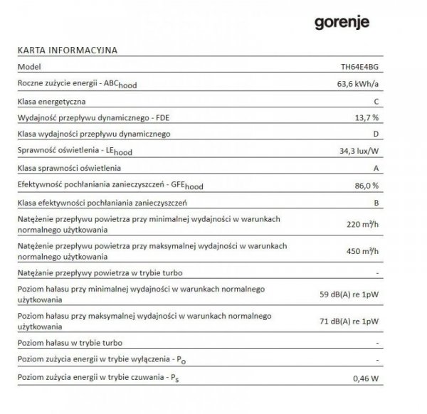 Gorenje Okap teleskopowy TH64E4BG