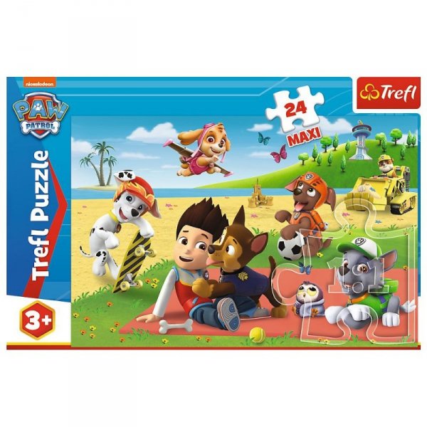 Trefl Puzzle 24 elementy MAXI Zabawa na kocu Psi Patrol