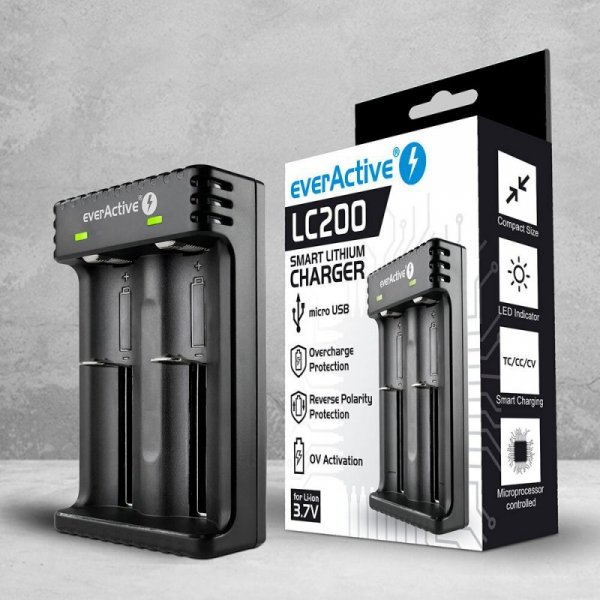 everActive Ładowarka akumulatorowa LC-200 do akumulatorów cylindrycznych Li-ion