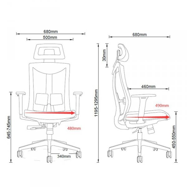Maclean Krzesło biurowe ergonomiczne premium Ergo Office ER-414