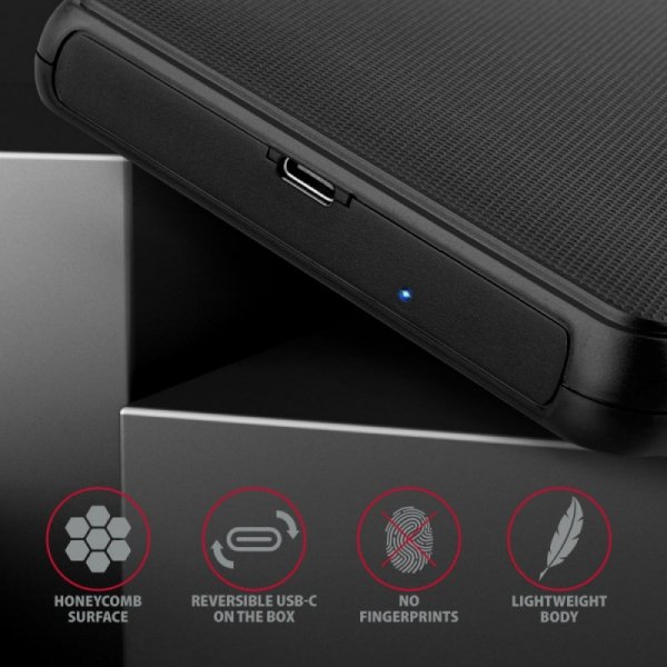 AXAGON EE25-SLC Obudowa zewnętrzna plastikowa, bezśrubowa, USB-C 3.2 GEN 1 SATA 6G 2.5&quot;, czarna