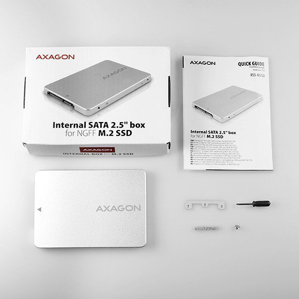 AXAGON RSS-M2SD Wewnętrzna obudowa 2.5&quot; z interfejsem SATA do dysków SSD M.2 SATA, srebrny