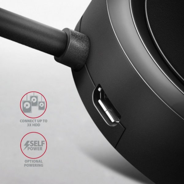 AXAGON HUE-P1A Hub 4-portowy USB 3.2 Gen 1 round, 30cm USB-A kabel, microUSB dodatkowe zasilanie
