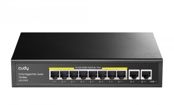 Cudy Przełącznik GS1010PE 8xGE PoE+ 120W 2xGb Uplink