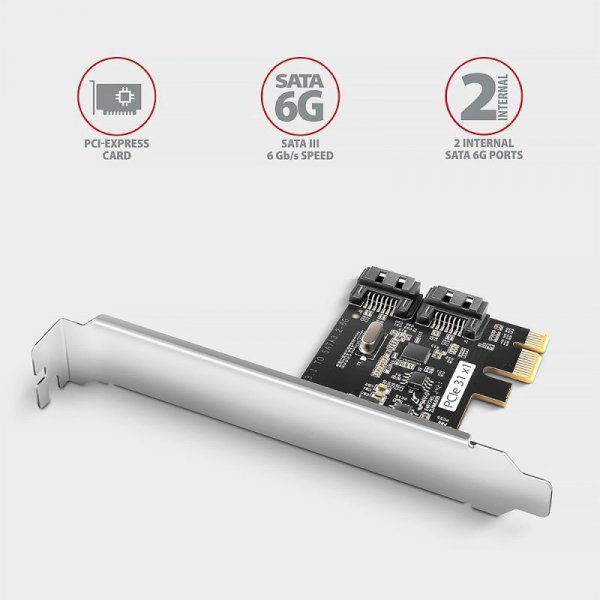 AXAGON PCES-SJ2 Kontroler PCIe 2x wewnętrzny port SATA 6G, chipset JMB582 SP & LP