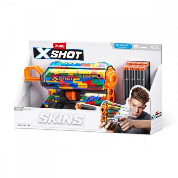 ZURU X-Shot Wyrzutnia SKINS FLUX (8 Strzałek) Striper