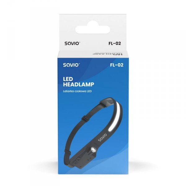 Savio Latarka czołowa LED z czujnikiem ruchu, USB-C, 350 lm, zasięg 80m, FL-02