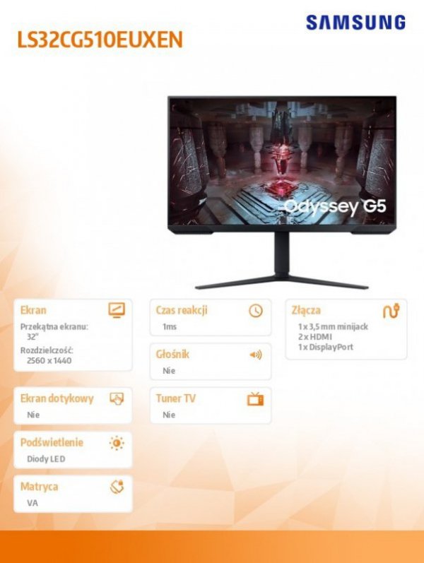 Samsung Monitor 32 cale LS32CG510EUXEN