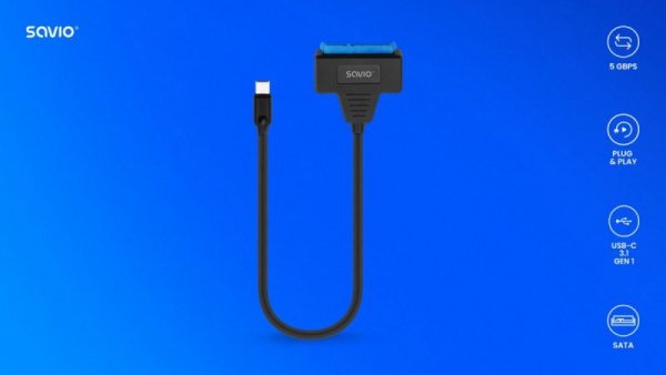 Savio Adapter USB-C 3.1 Gen 1 (M) - SATA (F) do dysków 2.5 cala, AK-69