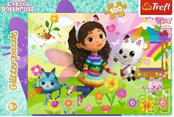 Trefl Puzzle 100 elementów Glitter Brokatowa Gabi Gabby&#039;s Dollhouse