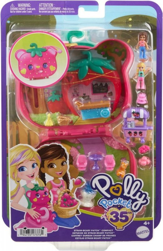 Mattel Zestaw figurek Polly Pocket Truskawkowy miś Zestaw kompaktowy