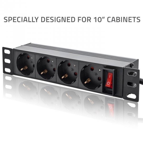 Qoltec Listwa zasilająca PDU do RACK 10&quot; | 1U | 16A | 4xSchuko | 1.8m