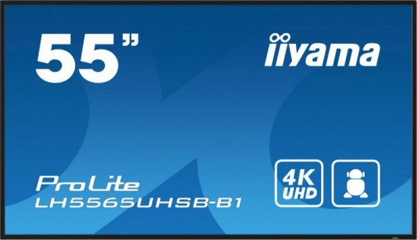 IIYAMA Monitor 55 cali LH5565UHSB-B1, 24/7, IPS, ANDROID 11, 4K, 800cd, iiSignage2, SDM, 2x HDMI, DP, 2x USB,2x 10W, RJ45, WiFi,