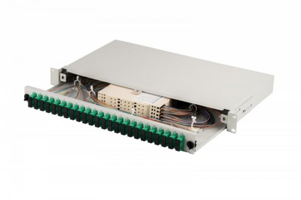 Digitus Przełącznica światłowodowa/panel krosowy z wyposażeniem 19 cali 1U, 24x SC APC duplex, OS2, pigtaile, adaptery, tacki, S