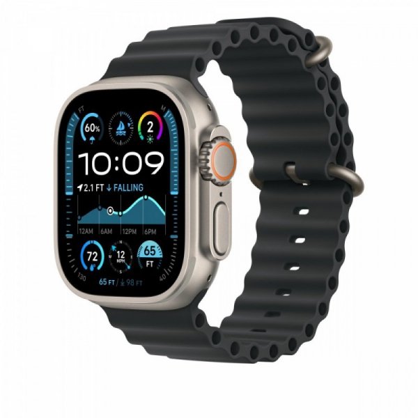 Apple Przedłużka do paska Ocean w kolorze czarnym do koperty 49 mm - elementy z tytanu w kolorze naturalnym