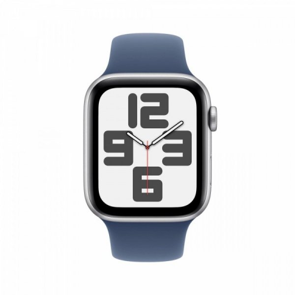 Apple Watch SE GPS + Cellular, koperta 40 mm z aluminium w kolorze srebrnym z paskiem sportowym w kolorze denim - rozmiar S/M