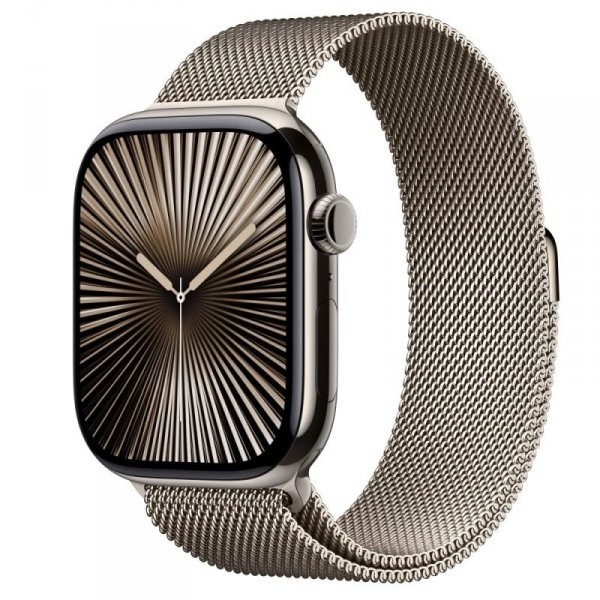 Apple Watch Series 10 GPS + Cellular, koperta 46 mm z tytanu w kolorze naturalnym z bransoletą mediolańską w kolorze tytanu natu