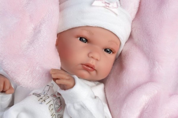 Llorens Lalka winylowa bobas 35 cm Bimba z różową  podusią