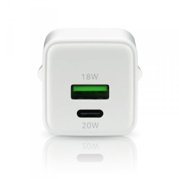 everActive Ładowarka sieciowa GaN 1X USB, 1X USB-C 20W QC3.0 Biała