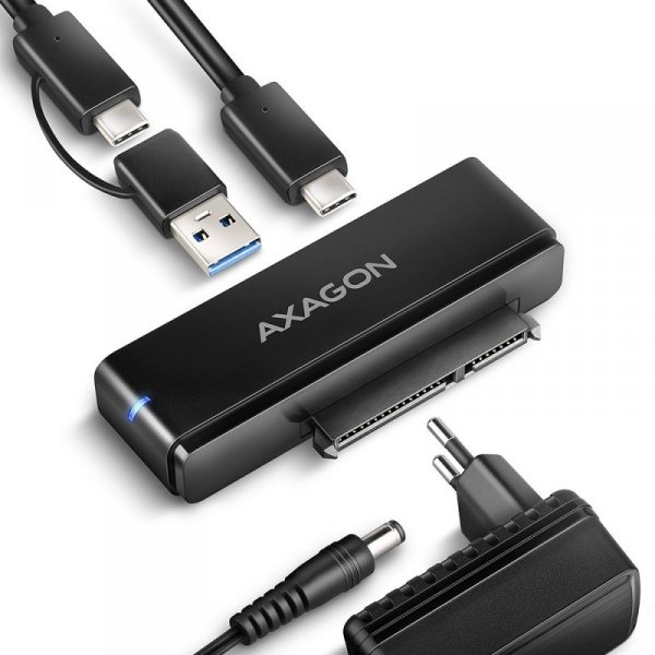 AXAGON ADSA-FPX Adapter USB-C 10Gbps SATA 6G 2.5&quot;/3.5&quot; SSD/HDD FASTPORT X, w tym zasilacz, 60cm USB-C/USB-A kabel