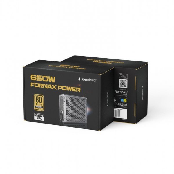 Gembird Zasilacz komputerowy Fornax Power 650W 80+Bronze aktywny PFC 120mm wentylator