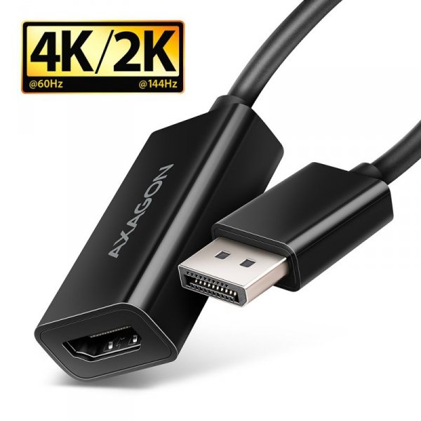 AXAGON RVD-HI20N Adapter aktywny DisplayPort -&gt; HDMI 1.4, 4K/60Hz, kabel 15cm