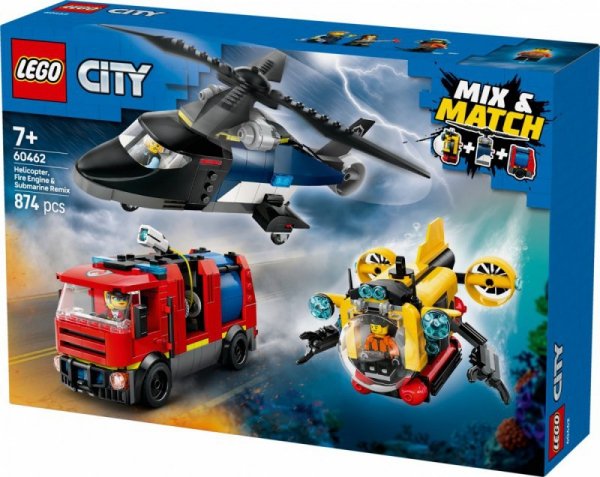 LEGO Klocki City 60462 Zestaw z helikopterem, wozem strażackim i łodzią
