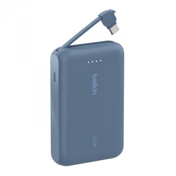 Belkin PowerBank BoostCharge 10k mAh 20w wbudowany kabel-C, port-C, niebieski