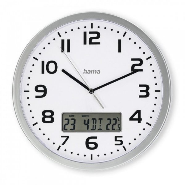 Hama Zegar ścienny DCF Moorea 30cm Srebrny