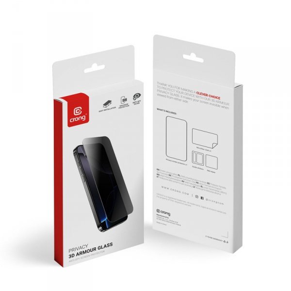 CRONG Privacy 3D Armour Glass - Hartowane szkło prywatyzujące iPhone 16e / iPhone 14 / iPhone 13 / iPhone 13 Pro