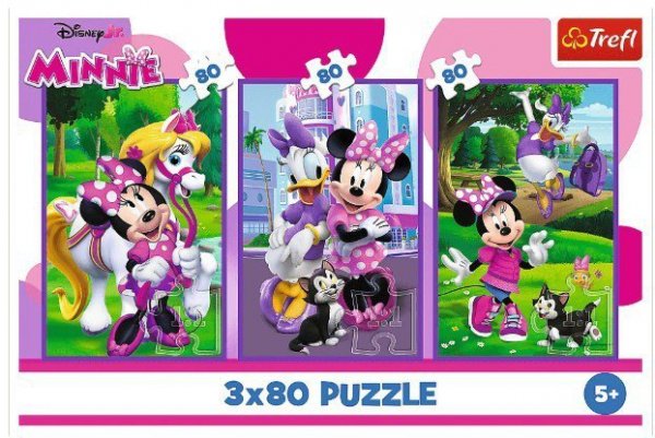 Trefl Puzzle 3x80 elementów Minnie i przyjaciele