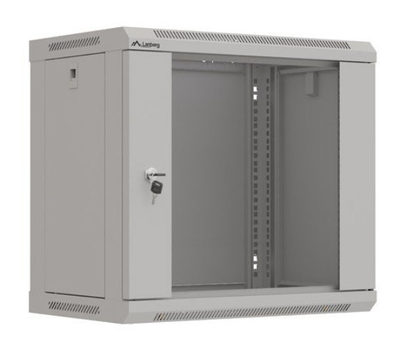 Lanberg Szafa instalacyjna rack wisząca 19&quot; 9U 540x350 szara drzwi przeszklone ( flat pack)